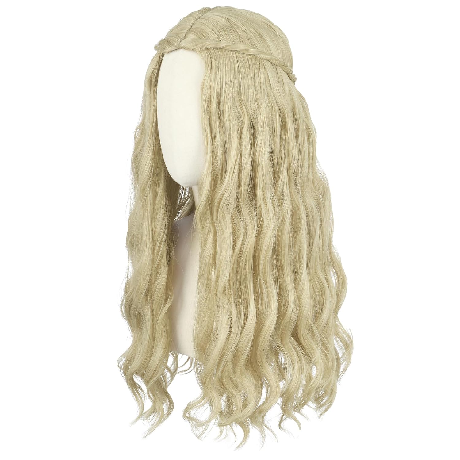 karlery Adult Women Long Blonde Wavy 70s Hippie Princess Wig Heat Resistant Synthetic Fiber Soft Adjustable Size Cap Cosplay Event Costume Halloween Party Wig