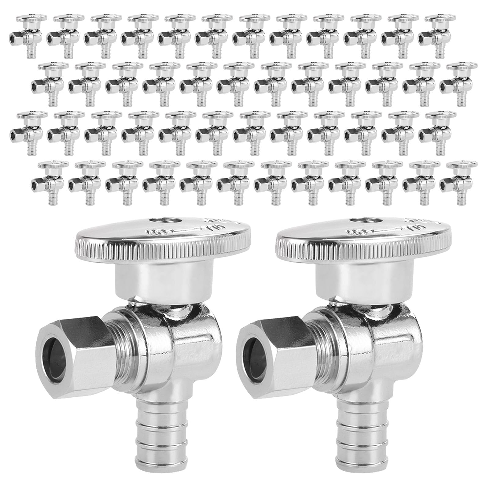 Valves d'arrêt EFIELD 1/4 de tour en laiton chromé pour tube Pex - Lot de 50 pièces