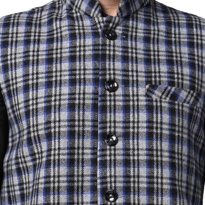 Image of VASTRAA FUSION Men's Traditional Woolen Nehru Jacket Modi Waistcoat
