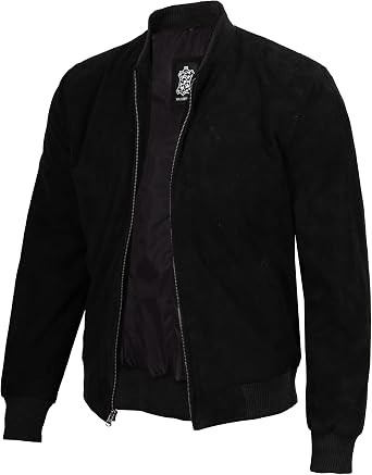 fjackets Suede Leather Bomber Jackets For Mens - Real Lambskin Men Leather Jacket Stylish All Season Outerwear