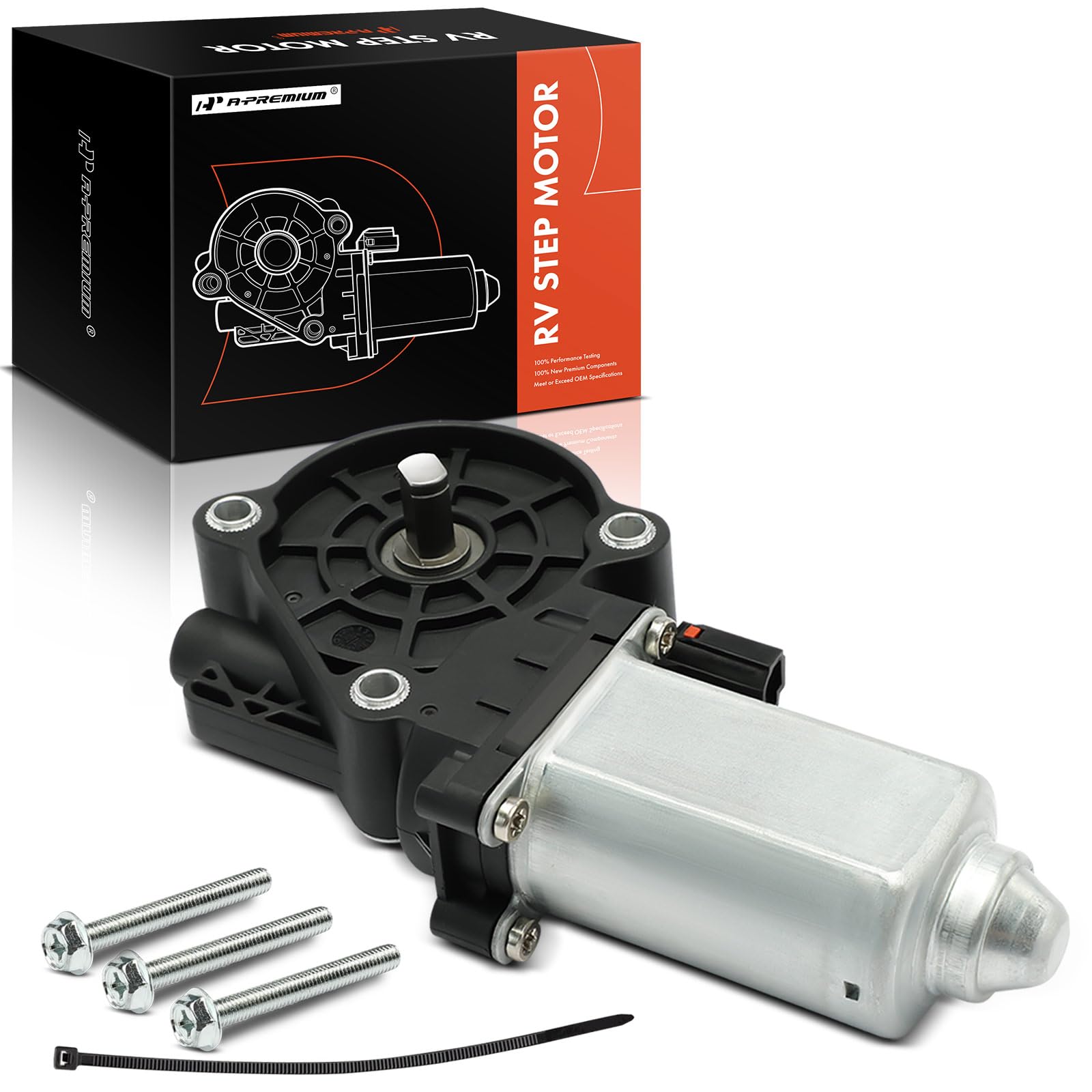 A-Premium 676061 RV Stair Entry Step Motor Compatible with Kwikee & Lippert Components, Replace# 1101428 379147 214-1001, for Series 22 23 26 28 30 31 33-41, Includes 3 Screws & 1 Zip Tie