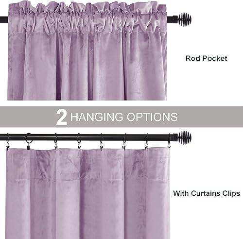 Miniatura 231 de Cortinas de terciopelo JIUZHEN, cortinas opacas suaves de terciopelo retro para dormitorio, cortinas elegantes con reducción de ruido y Rosa