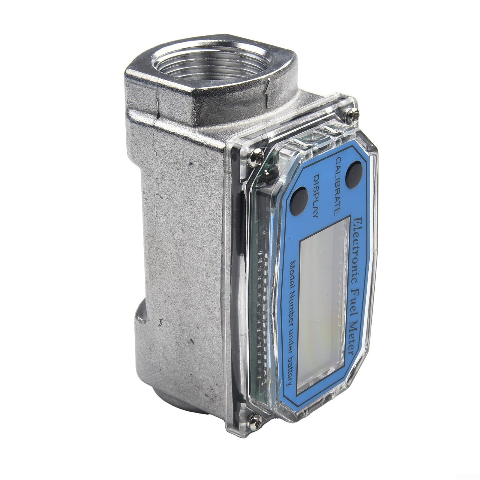 Caudalímetro digital de fluido – 10 – 500 l/min, LCD con ajuste cero, acero inoxidable/aluminio, NPT 1/2" y 2" – para diésel, agua y aceite (2 pulgadas)