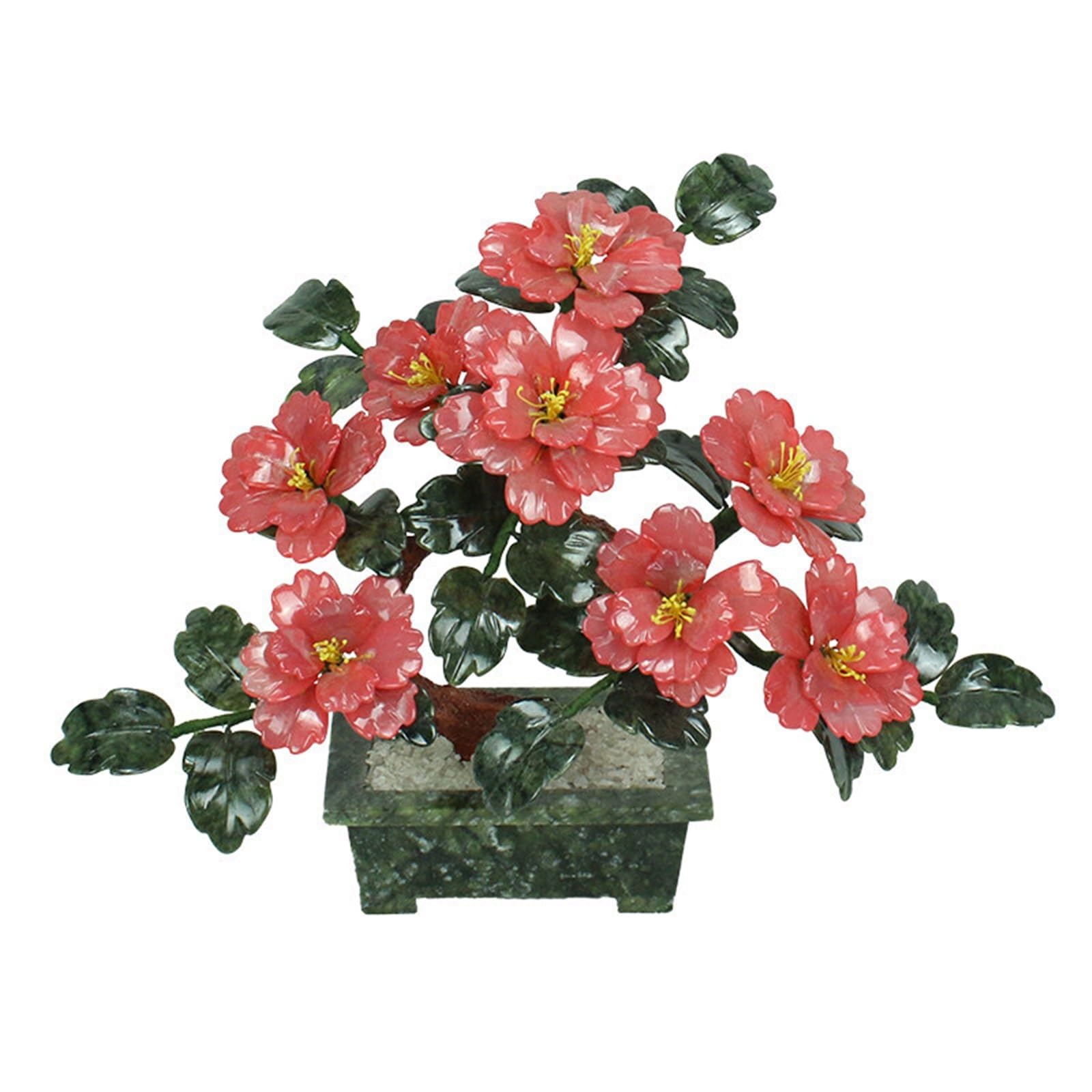 DFGHNBVC Artificial Plants Bonsai Tree, Chinese-Style Jade Peony Flower Living Room Ornament,Artificial Potted Plant Simulation Tree,