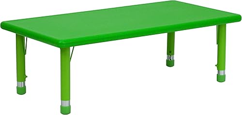 Flash Furniture Mesa de actividades rectangular de plástico verde de 24 pulgadas de ancho x 48 pulgadas de largo altura ajustable