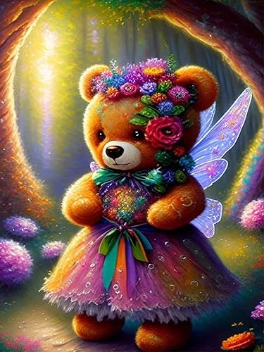 Miniatura 1 de MOER SKY Kits de pintura de diamantes de flores de oso para adultos principiantes 5D Taladro completo Kit de arte de diamantes redondos con puntos