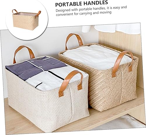 Miniatura 5 de Cabilock 1 cesta de almacenamiento de lino tejido para niños, cestas de almacenamiento para estantes, cestas para niños, cestas tejidas de mimbre