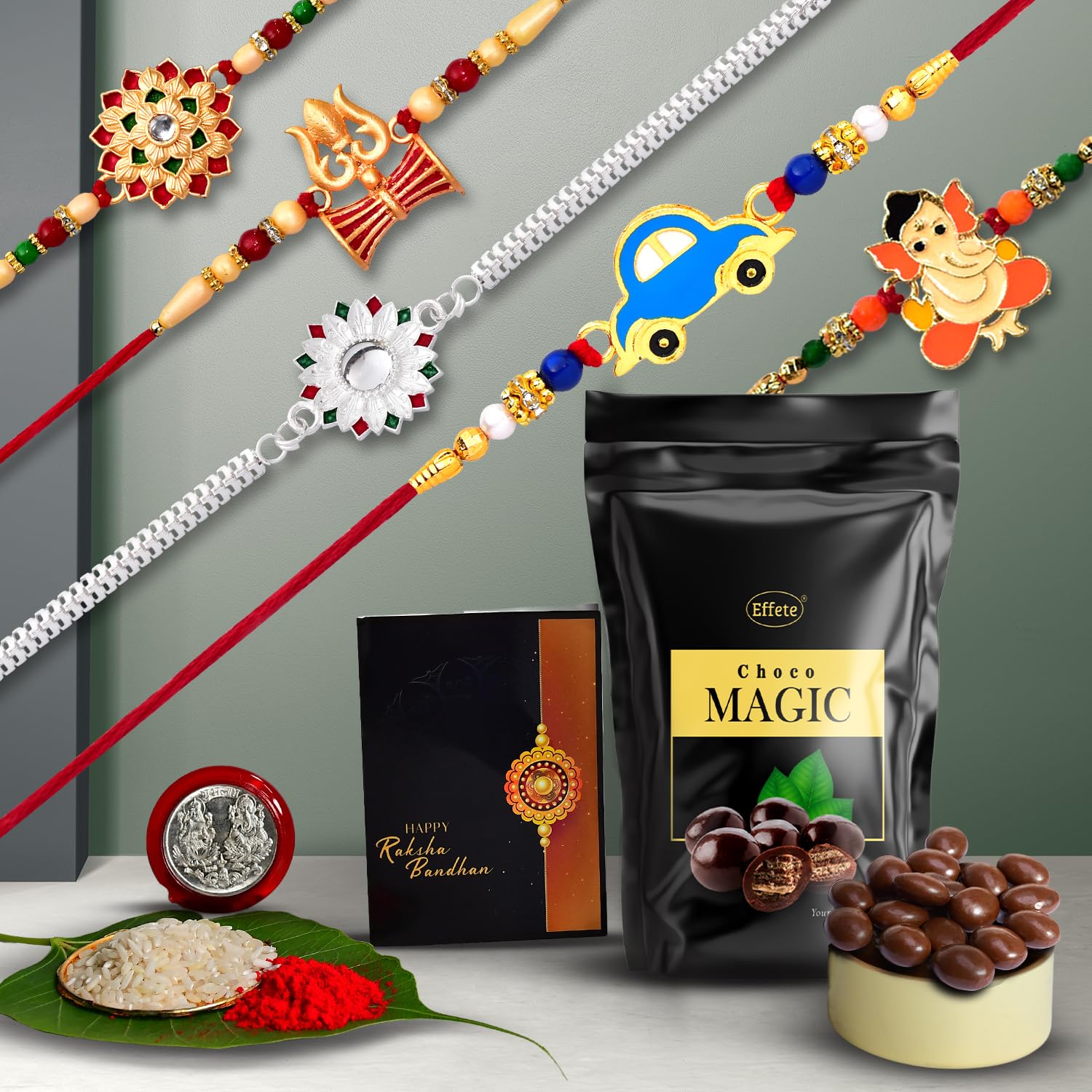 DeoDap Multicolor Bracelet/ Rakhi (K5_Nc15_As) & Effete Assorted Chocolate Dry Fruits Silver Color Pooja Coin, Roli Chawal & Greeting Card, Rakhi & Chocolate Brother, Rakhi Gift, Set Of 5 Rakhi (B08CNHTDXC) Amazon Price History, Amazon Price Tracker