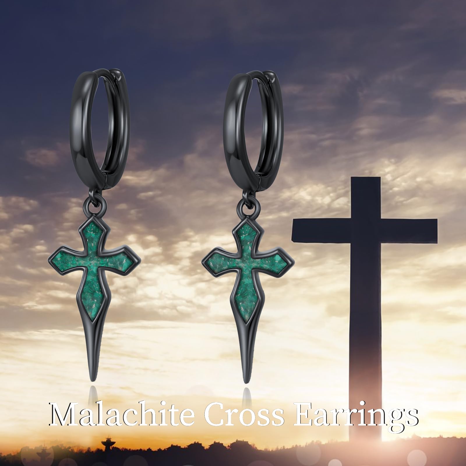 Midir&Etain Piuma/spada/pizzo/croce/stella di David orecchini pendenti per uomini e donne in argento Sterling 925 punk orecchino malachite turchese gioielli regalo di compleanno