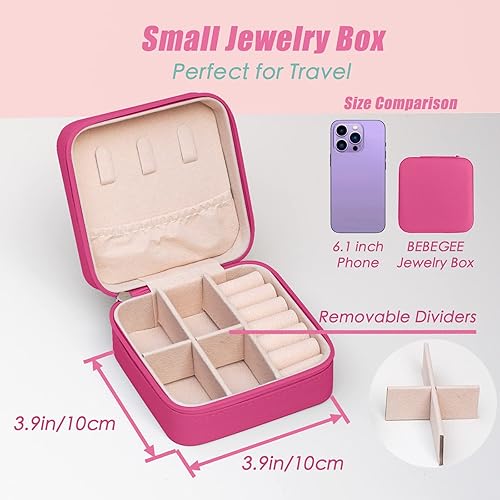 Miniatura 5 de BeBeGee Joyero de viaje, mini organizador de viaje portátil, pequeñas cajas de joyería para mujeres, regalos de dama de honor y accesorios