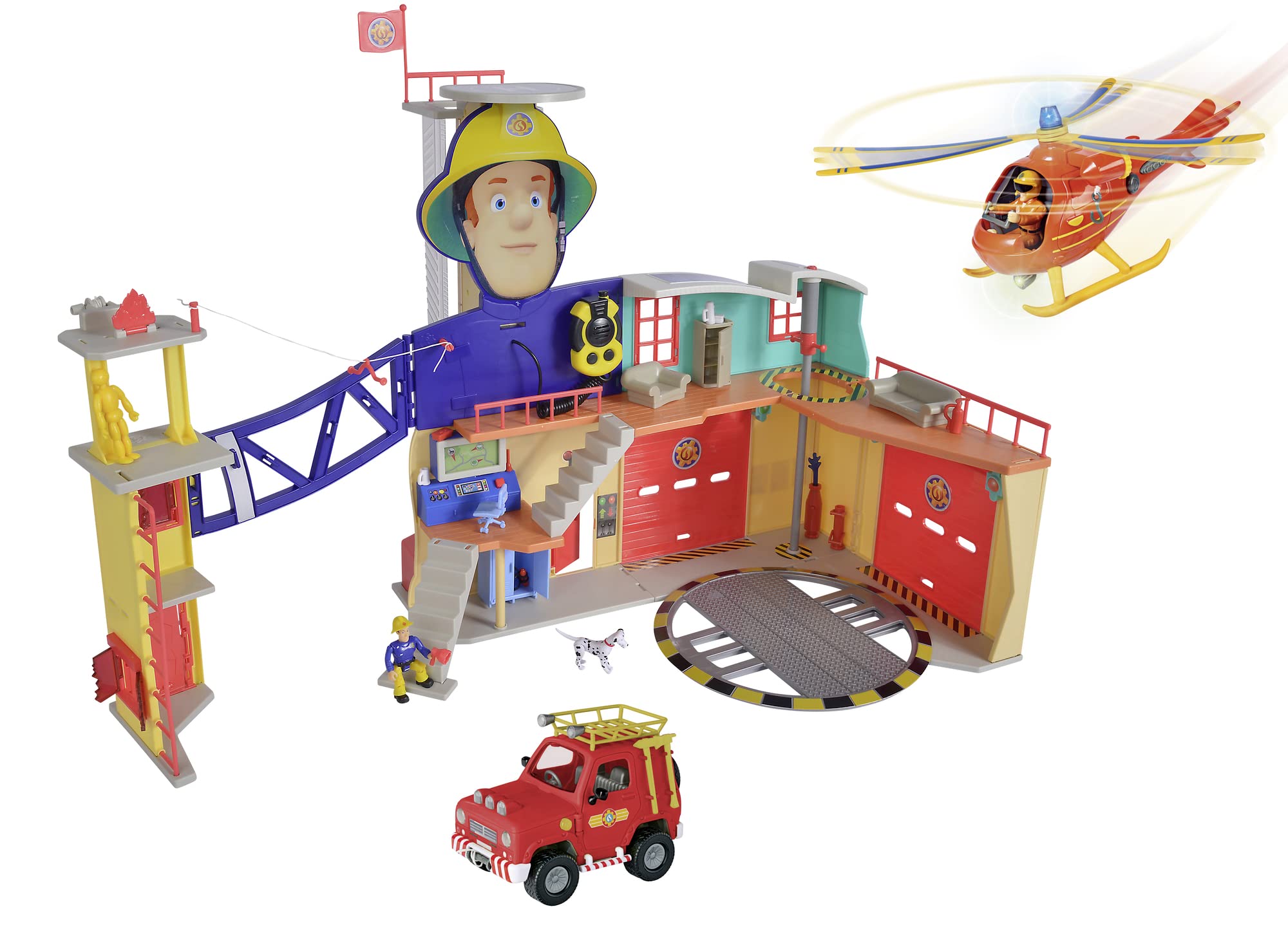 Station de Pompiers Mega XXL Sam le Pompier avec Hélicoptère et Figurines