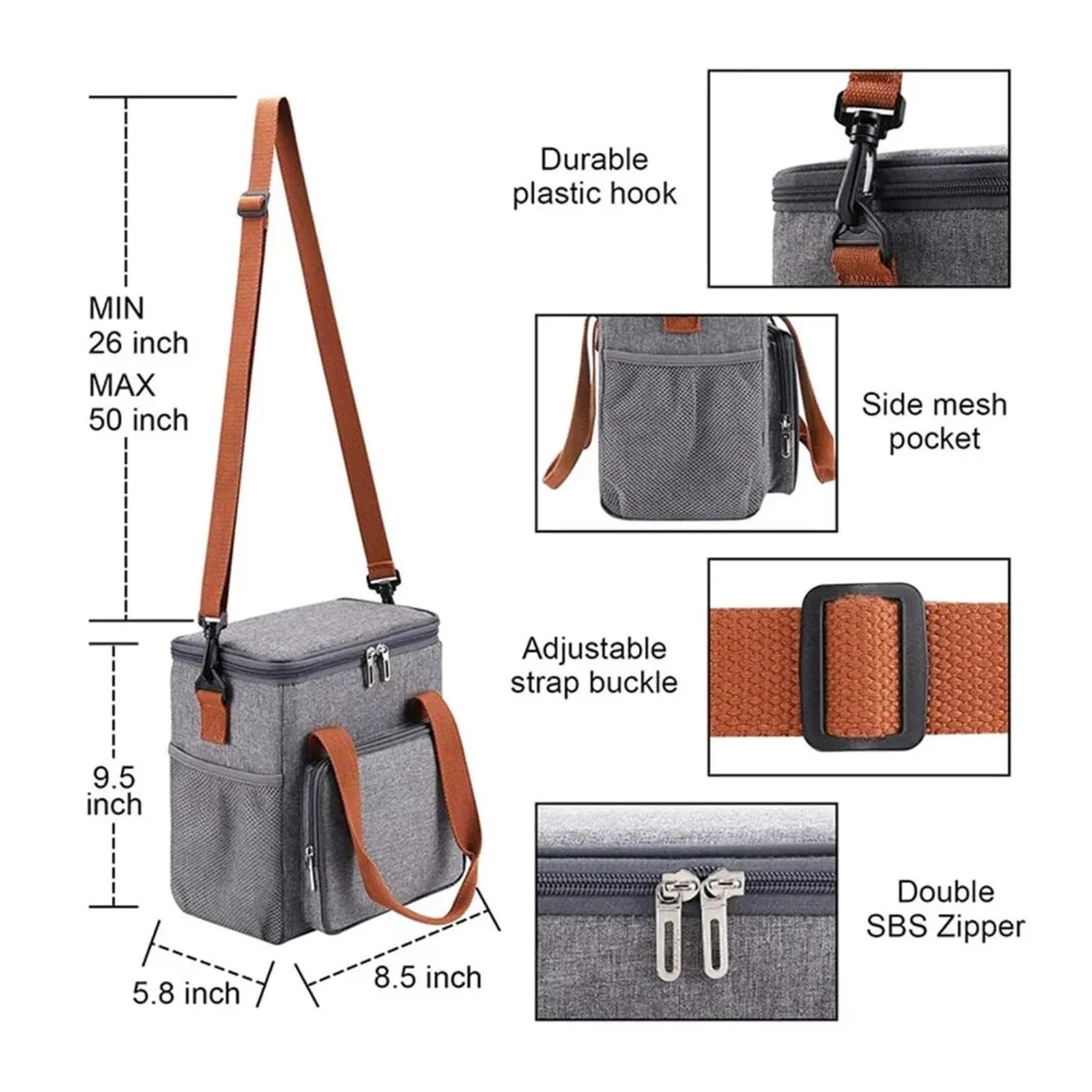 Genérico Bolsa de Picnic 8L, refrigeración por preservación del calor, fiambrera, refrigerador for acampar, barbacoa, trabajo escolar familiar, viajes al aire libre(Black)
