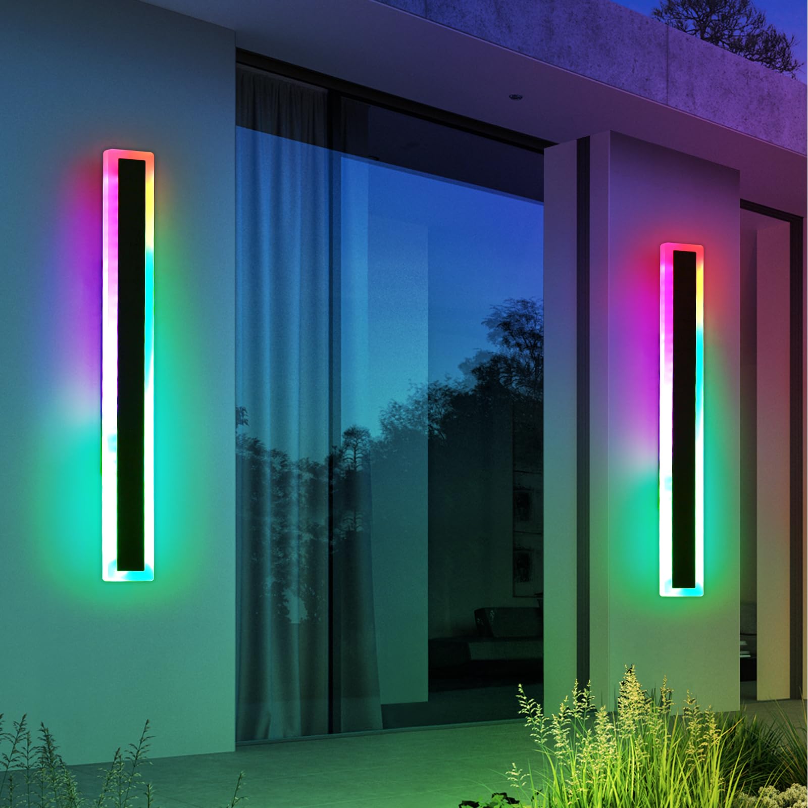 Outdoor Modern Wall Light 60CM, 18W 1100LM Long Strip Wall Sconce with 3000K Warm White Light, IP65 Rainproof Outside Porch Wall Fixture for Garden Patio Garage — view 42