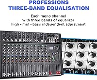 Vista 4 de Mezclador de audio de 12 canales, DT12 Studio, interfaz controladora de sonido para DJ, con unidad USB para entrada de grabación de computadora