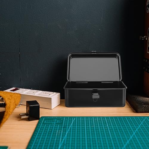 Miniatura 7 de Portable Small Toolbox with Buckle Closure Iron Tool Storage Organizer for Home Workshop Garage and Vehicle Use