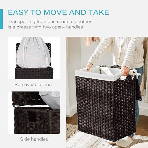 Miniatura 3 de 90L Clothes Hamper with Lid, Laundry Basket with Lid with 2 Removable Liner Bags, Large Hampers for Laundry with 6 Laundry Bags, Laundry Hamper with