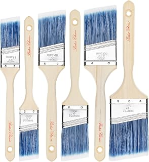 Bates Angle Paint Brushes, 6 Pack - 1.5", "2", "2.5", "3" Inch, Treated Wood Handle, Stain & Wall Paint Brushes for Walls & Furniture