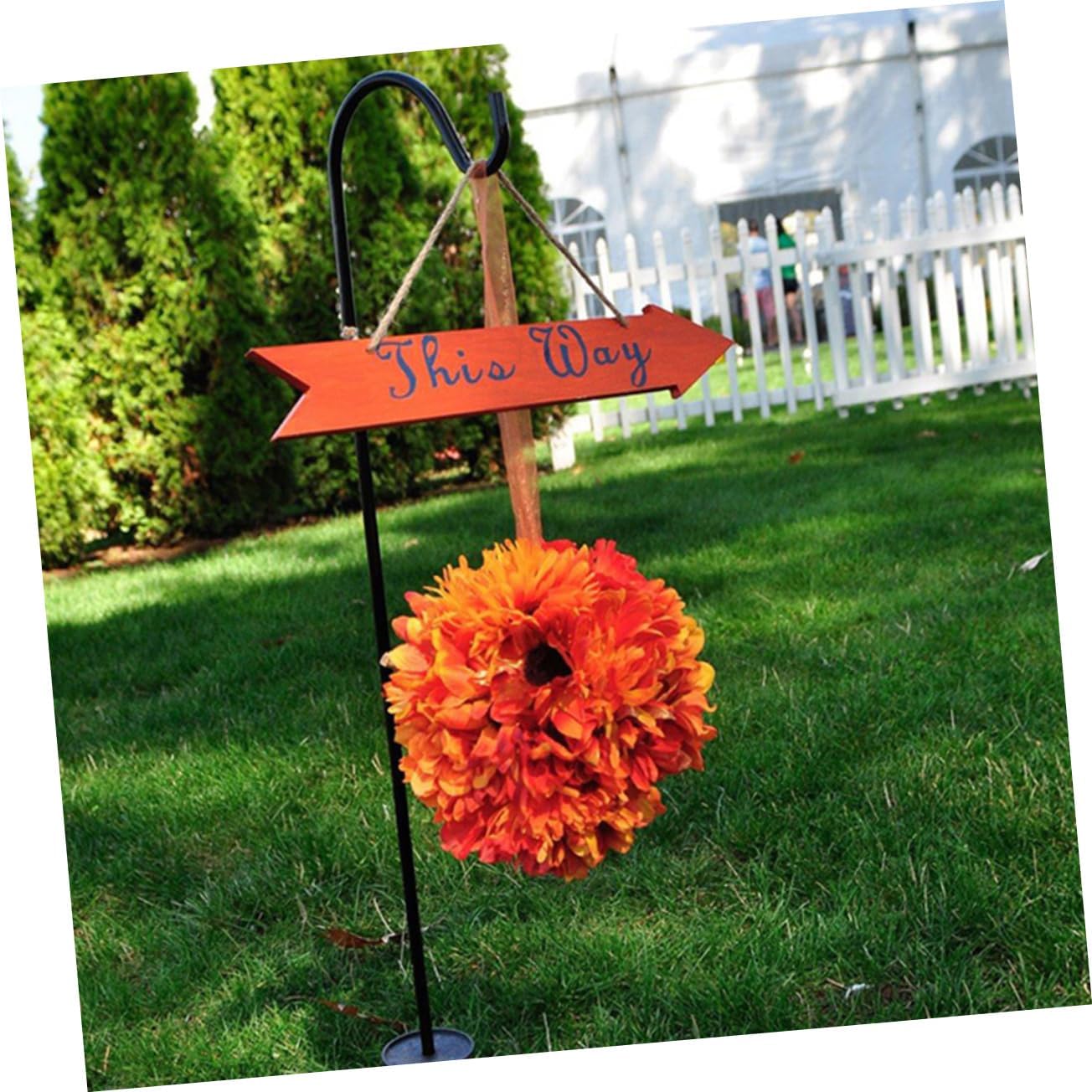 POPETPOP Shepherd Hooks for Outdoor Decorative Iron Solar Garden Stake Base for Hanging Lanterns Wind Chimes and Plant Baskets Vintage Design Sturdy 6-Piece Set