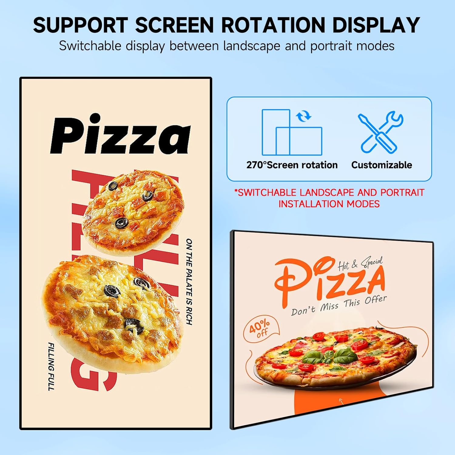 32/43/49/55 Inch Wall-Mount Digital Signage 2K Display 4+32GB Memory Commercial Advertising Screen with Touch/Non-Touch, Multiple Control & Content Creation (Touch screen, black, 49 inches)