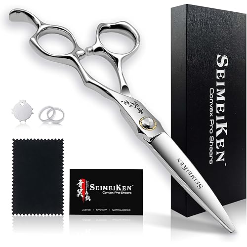 6 Inch Professional Hair Cutting Scissors – Japanese VG10 Stainless Steel, Extremely Sharp Convex Blade with Ergonomic Handle, Adjustment Screw, Barber Shears for Barbers and Salon Professionals