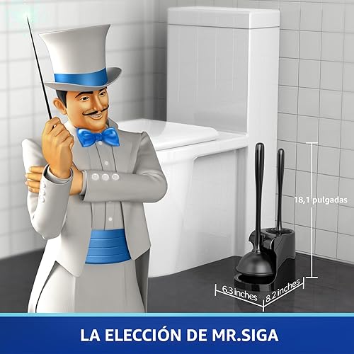Vista 2 de MR.SIGA Combo de émbolo de inodoro y cepillo para limpieza de baño, negro, 1 juego