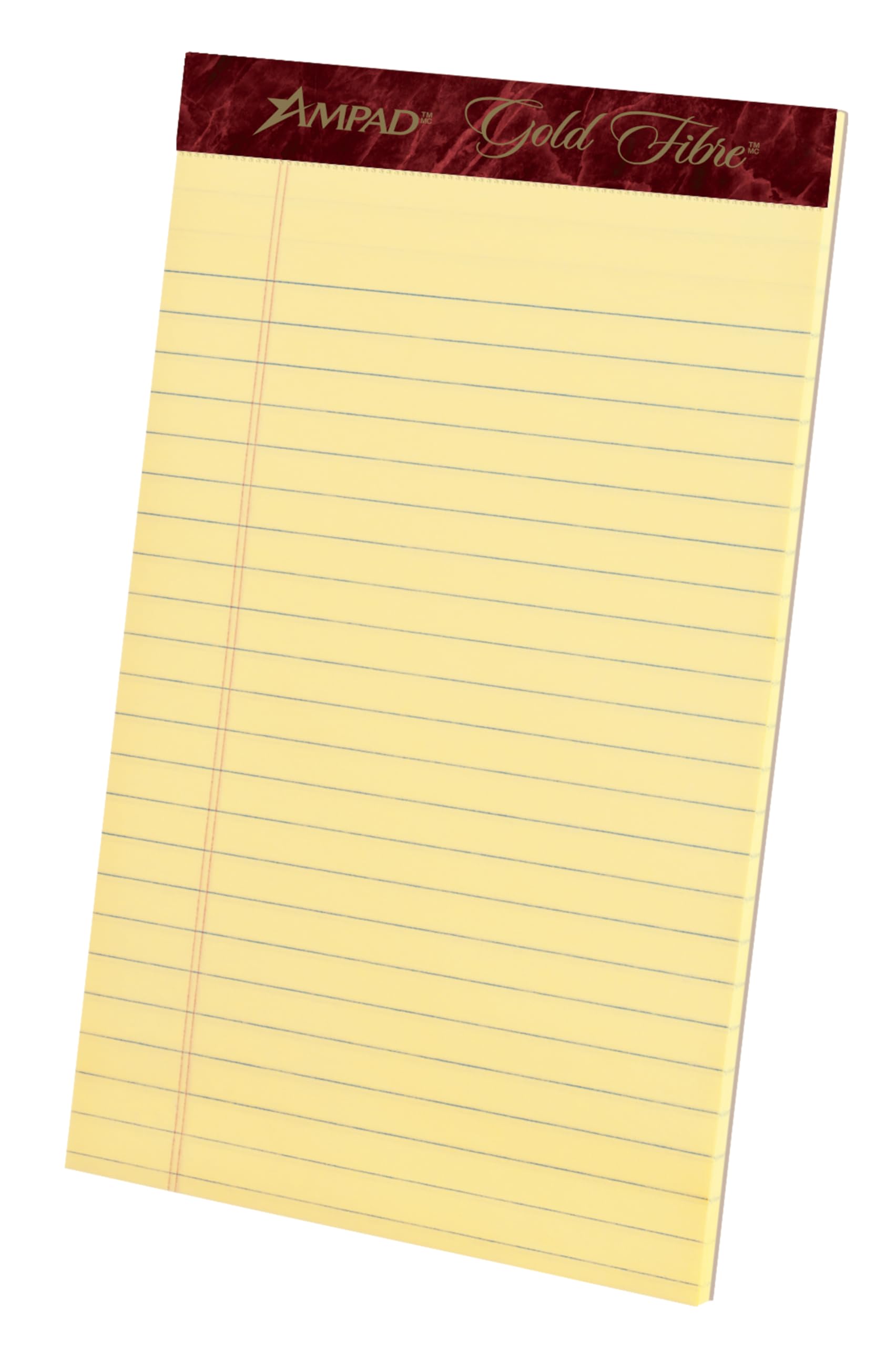 Ampad 20004 Gold Fibre Writing Pads College Medium 5 x 8 Canary 50 Sheets Case of 12 Pads