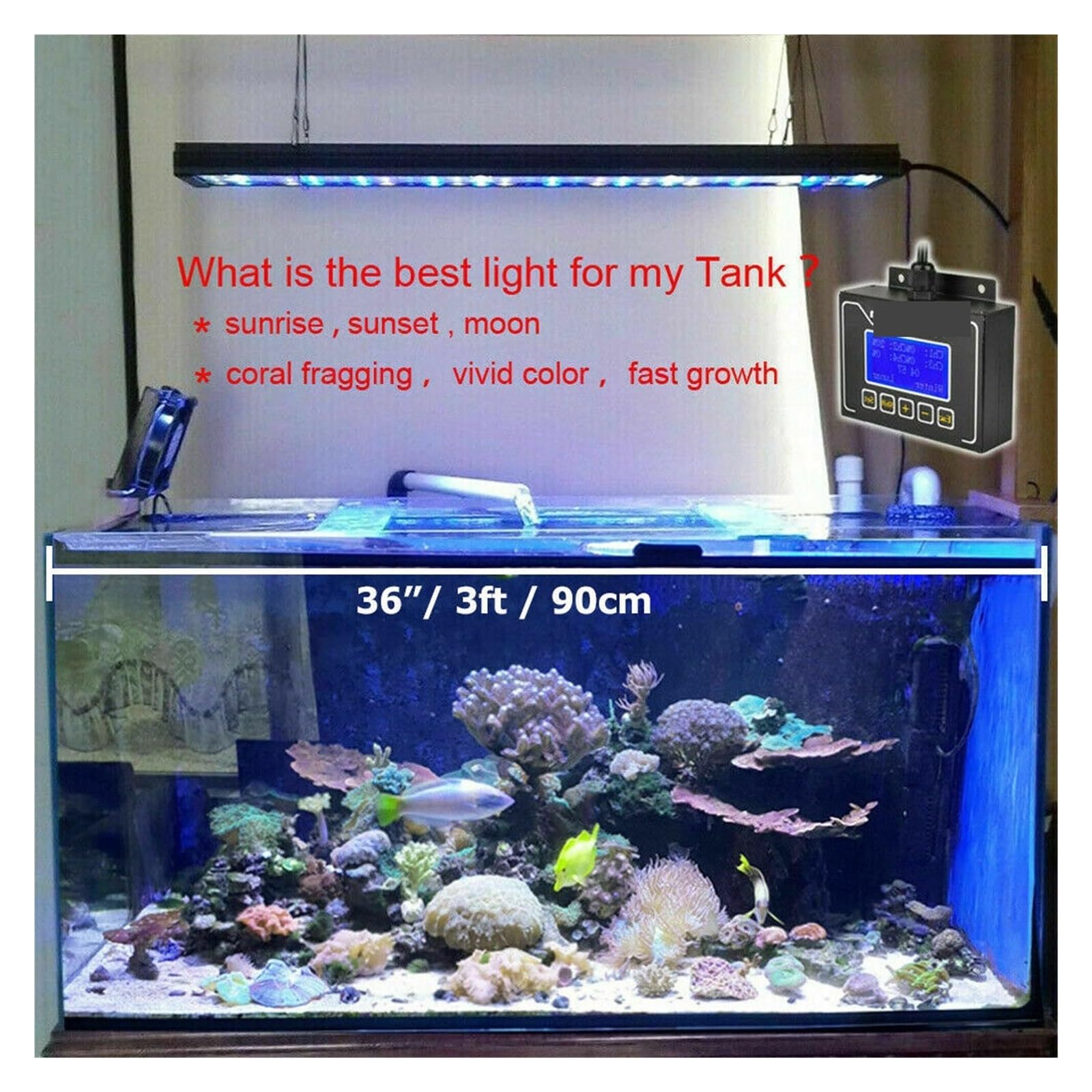 Aquariumlicht, 60 cm-240 cm Led Aquarium Licht for Riff Korallen Led Aquarium Lampe Fischglas Licht Gesamte Spektrum Meer wate Angeln Licht(For 150cm-200cm)