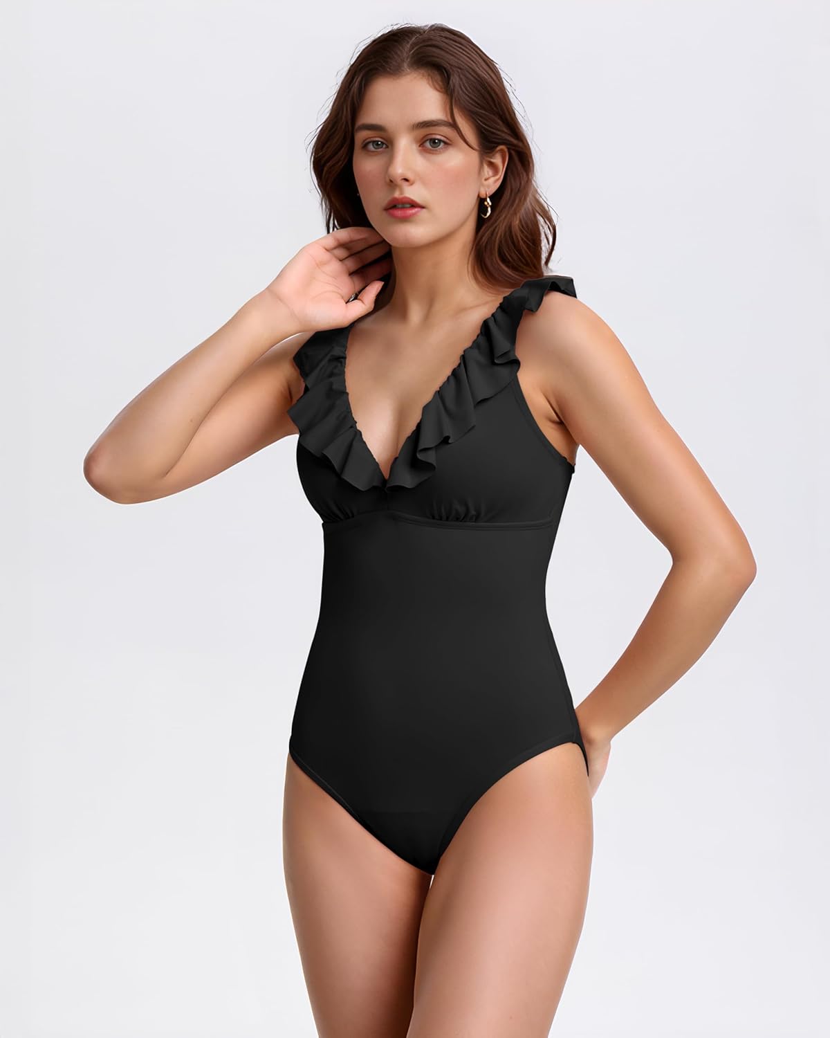 Period Swimwear Ruffled One Piece Leakproof Menstrual Period Swimsuit V Neck Bathing Suit for Teen Girl - Image 4