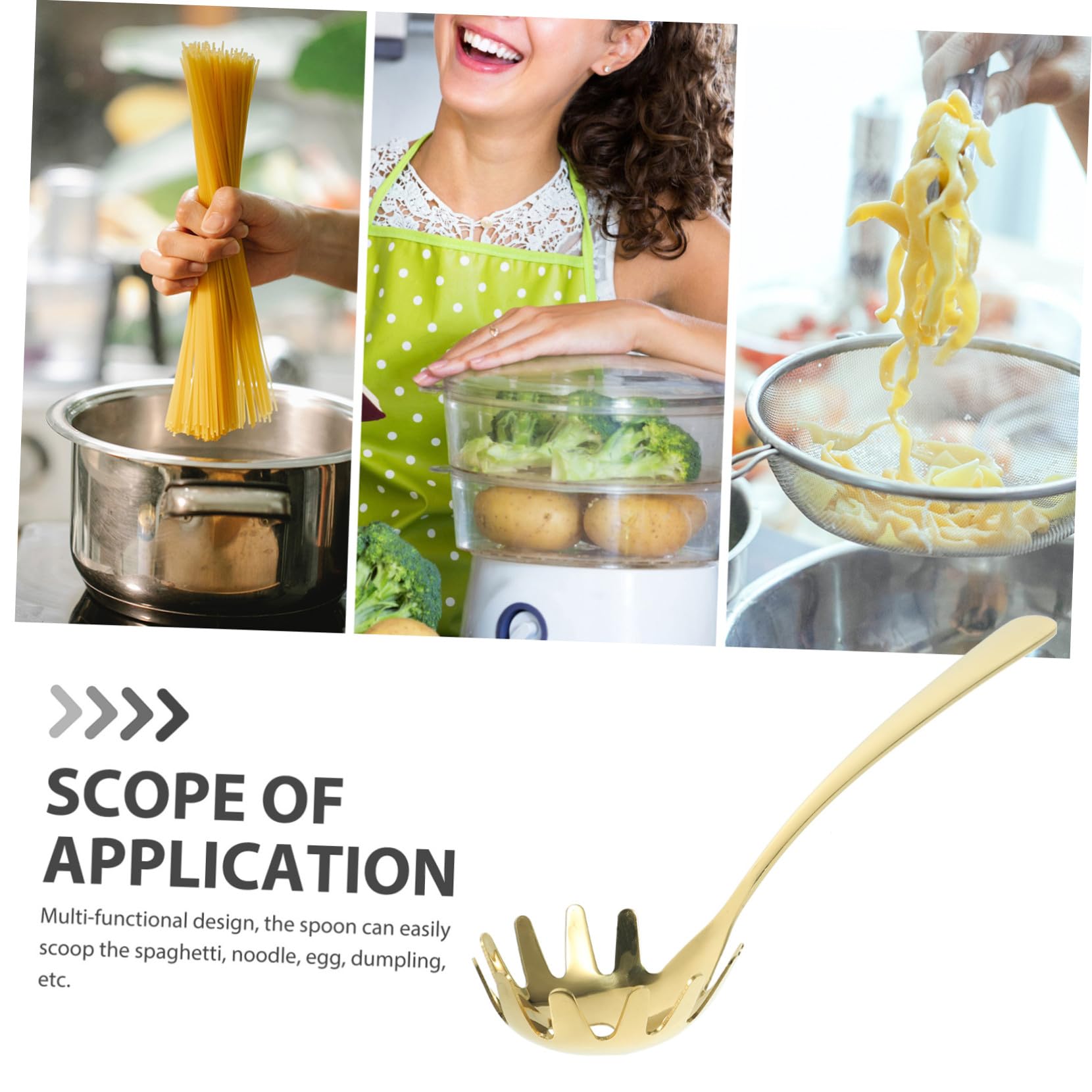 Nudellöffel aus 304 Edelstahl zum Servieren und Filtern von Suppe