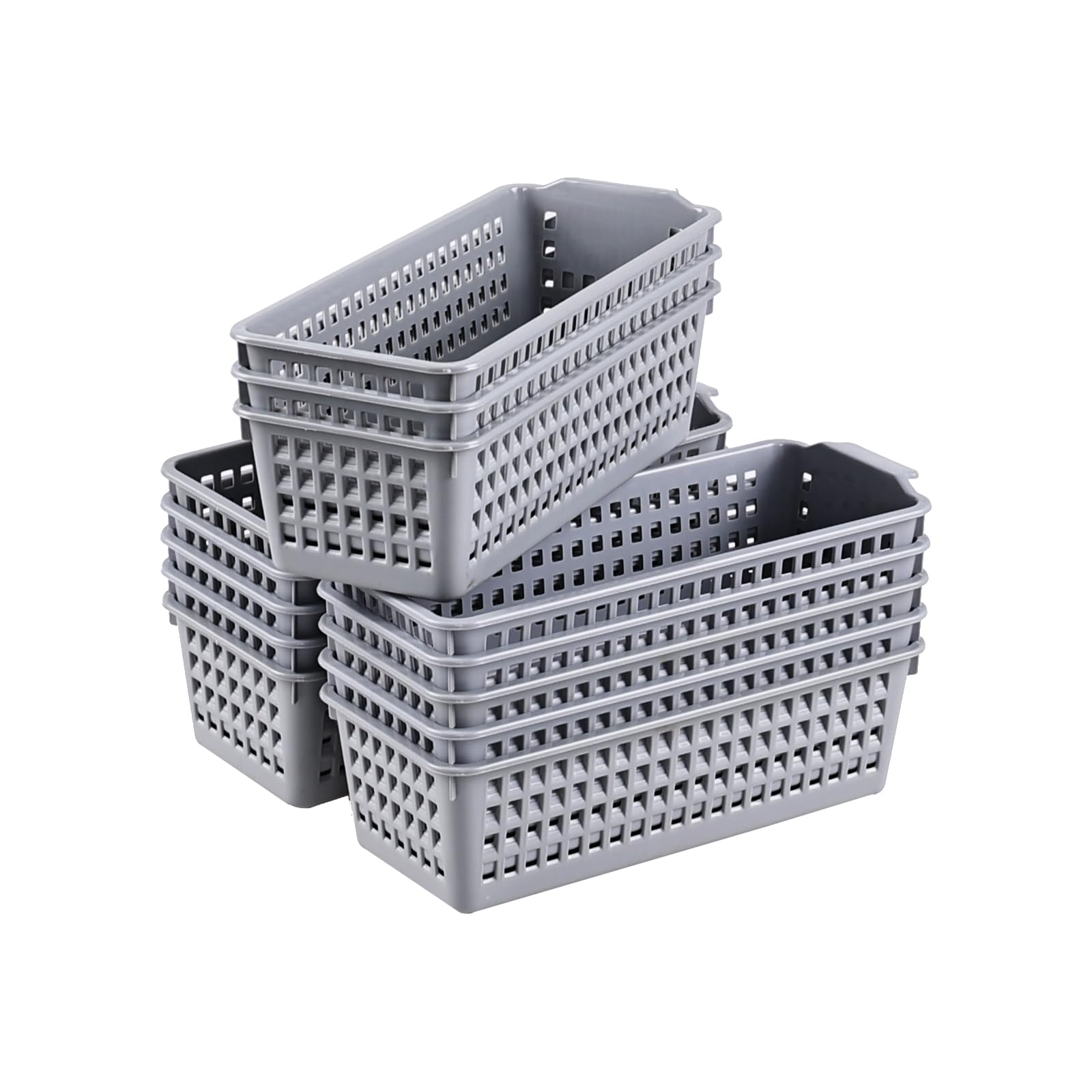 Paniers de rangement fins en plastique gris durables pour optimiser vos tiroirs