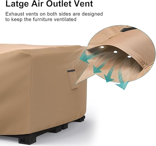 Miniatura 3 de Juego de muebles de patio impermeable, fundas resistentes para muebles de exterior, juego de sofá modular de mimbre, silla rectangular, 62 pulgadas