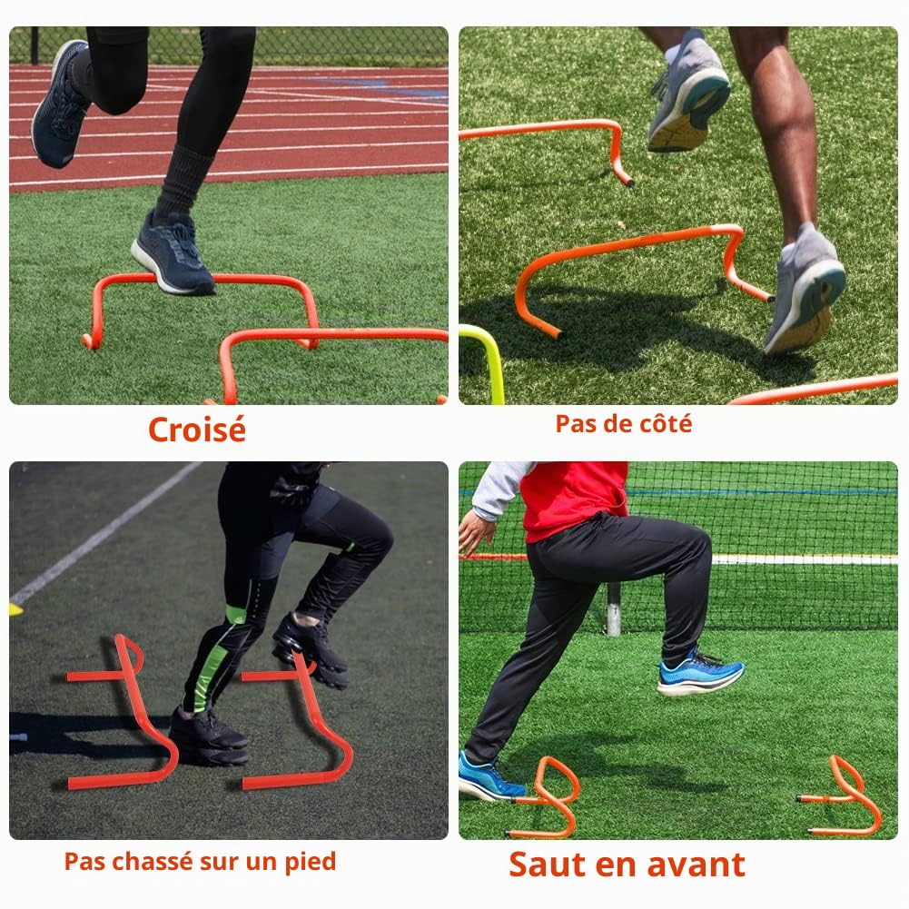 Ensemble de matériel d'entraînement pour échelle de vitesse et d'agilité, comprend 12 échelons d'agilité de 6,1 m, 4 haies d'agilité, 12 cônes de disque, 1 parachute de résistance pour l'entraînement de football, de basket-ball, d'athlètes