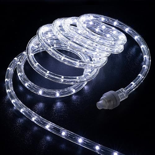 Miniatura 7 de West Ivory Cuerda de luz LED blanca fría de 60 pies con 648 luces LED de 12 pulgada de grosor, controlador conectable al aire libre, permanente,