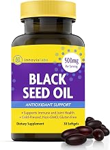 InnovixLabs Black Seed Oil Softgels, 500mg | Antioxidant Support for Immune & Joint Health | Cold Pressed Nigella Sativa Black Cumin Seed Oil | Enteric Coated for Reduced Burps | 30 Softgels