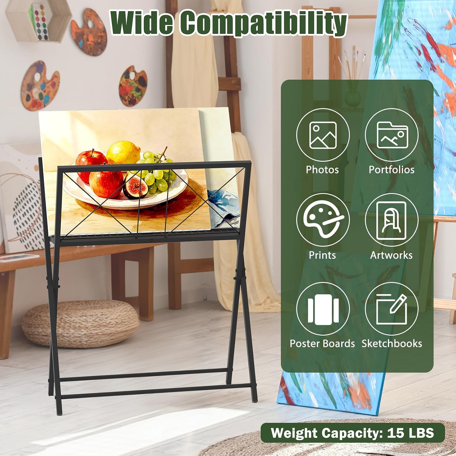 Foldable Art Print Rack, Portable Art Storage Rack for Canvas and Artwork