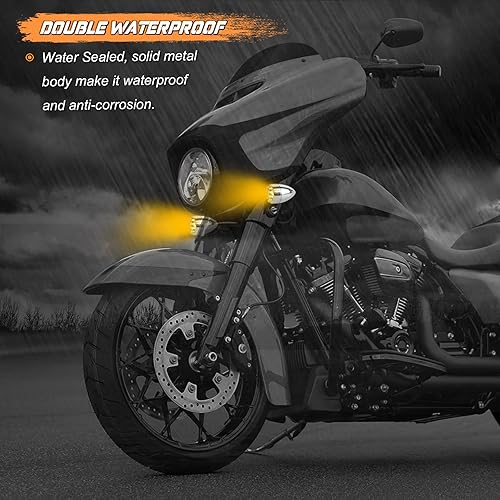 Miniatura 10 de NTHREEAUTO Parpadeadores para motocicleta, luces LED de aluminio impermeables con bala, luz indicadora trasera roja compatible con motocicletas