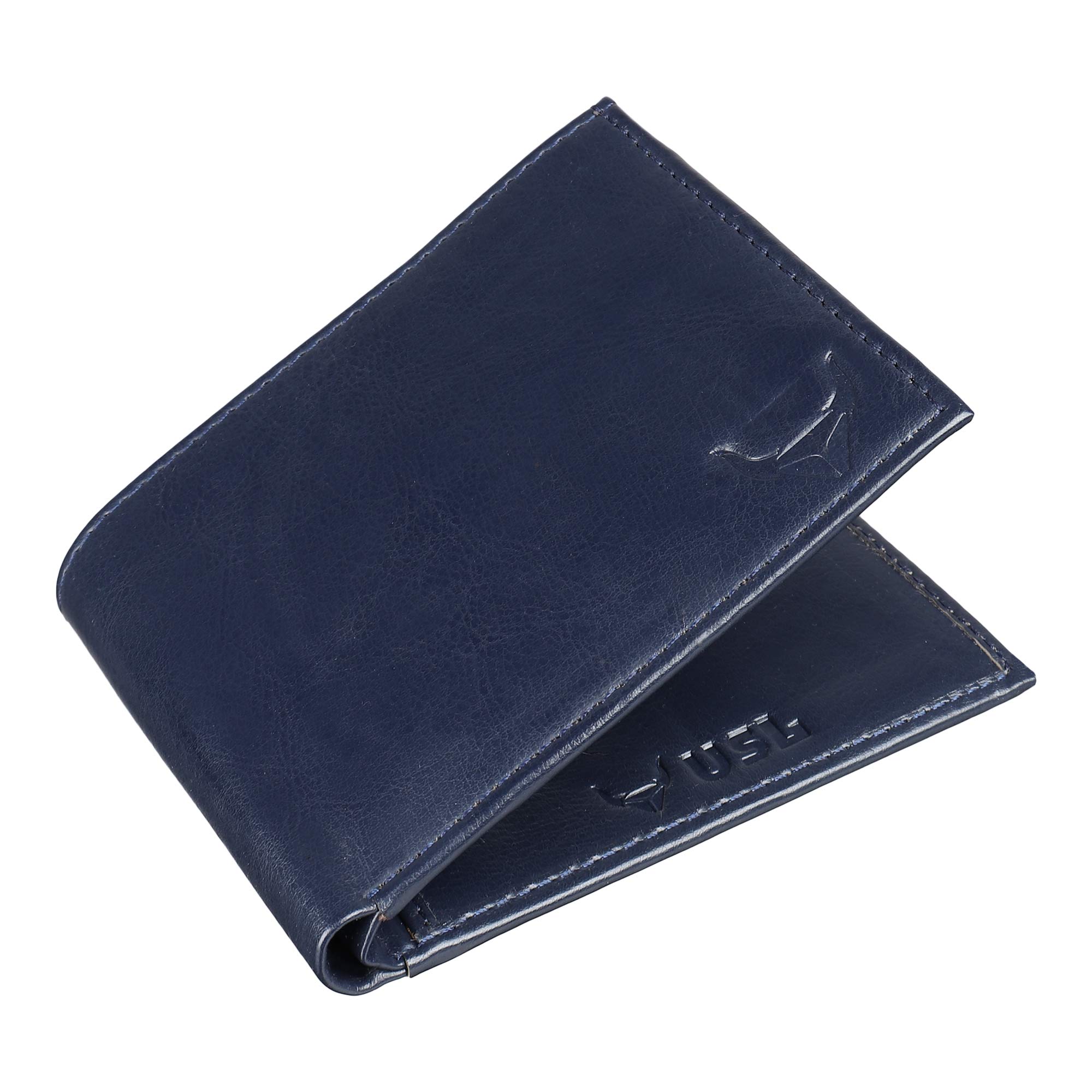Stylish Black Men's Genuine Leather Wallet/Purse (Blue)-image-4