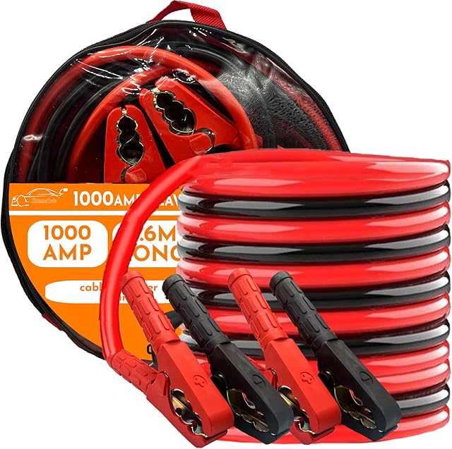 Xtremeauto Heavy Duty Jump Leads 3.65M 1000 Amp Battery Booster Jump Starter Pack Colour Coded Positive + Negative Cables For Petrol & Diesel Vehicles, Jumpstart Car, Van, SUV, ATV With Carry Case
