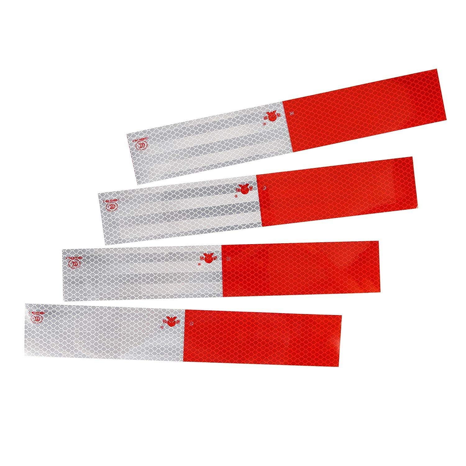 Reflective Tape 2" X 12" – 30 Pack Red/White Conspicuity Safety Tape, DOT-C2 Self-Adhesive, For Trailers, Trucks, Boats & Signs
