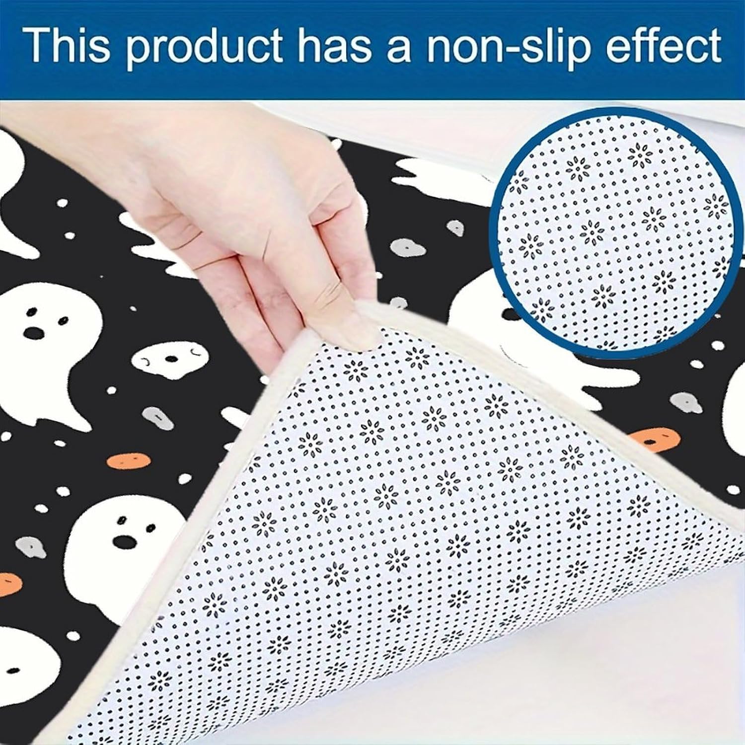 Cute Ghost Halloween Pattern Kitchen Mat Kitchen Rug Set | Kitchen Rugs Flannel Velvety Washable breathable Water Absorbent Soft ，kitchen utensils for Kitchen, Floor,Laundry
