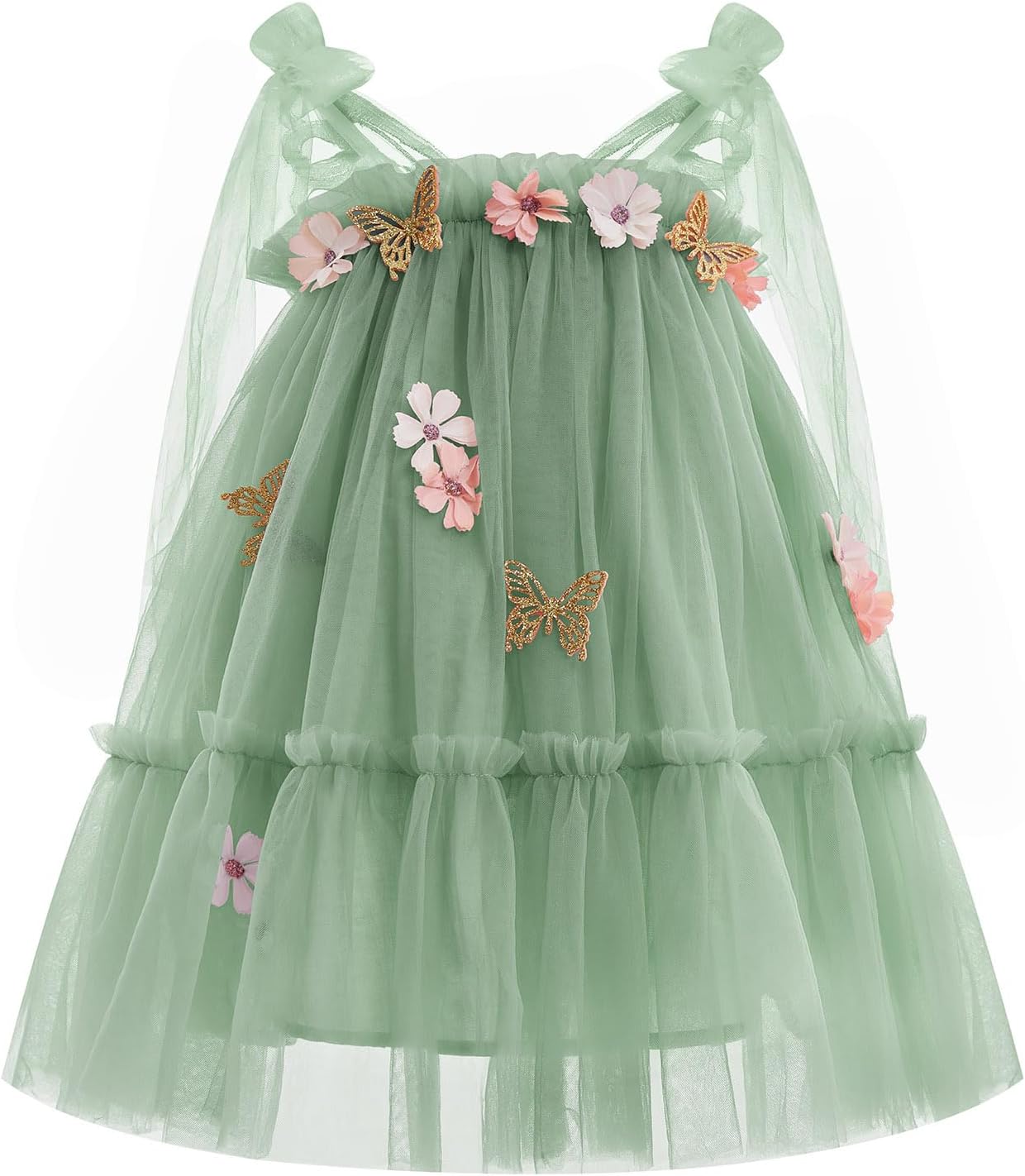 Baby Flower Girl Formal Butterfly Tulle Dress Toddler 1st 2nd 3rd Birthday Cake Smash Outfits Princess Wedding Tutu