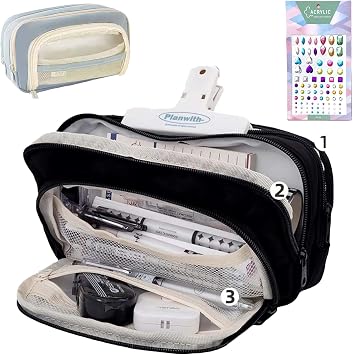 Big Capacity Pencil Case, 3 Compartments Simple Storage Aesthetic Pencil Case, Large Capacity Pencil Pouch Handheld Pen Bag Cosmetic Portable Gift Black