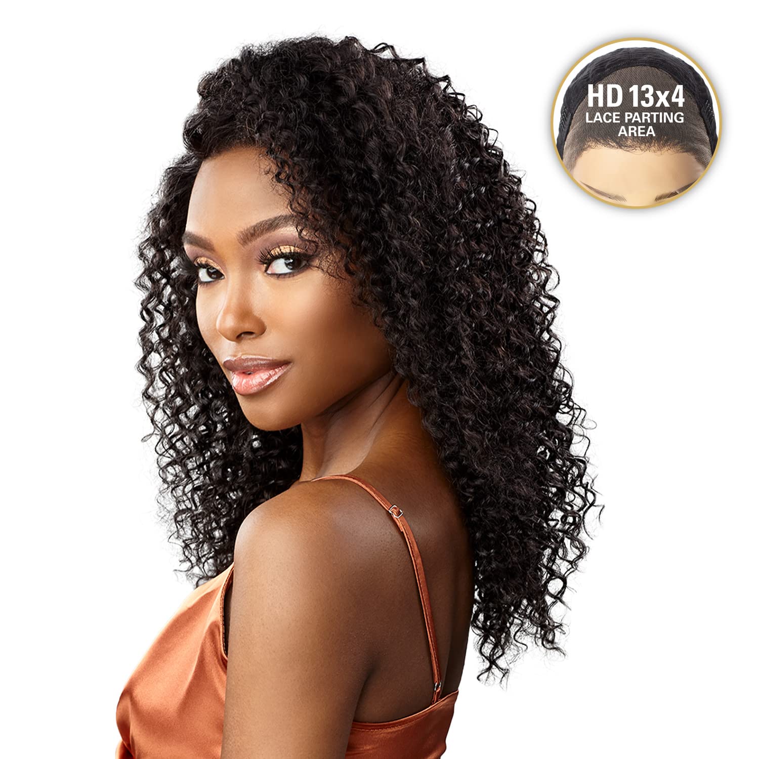 Sensationnel Unprocessed Virgin Human Hair 13X4 HD Lace Front Wig 15A Kinky Curly 16" (NATURAL)