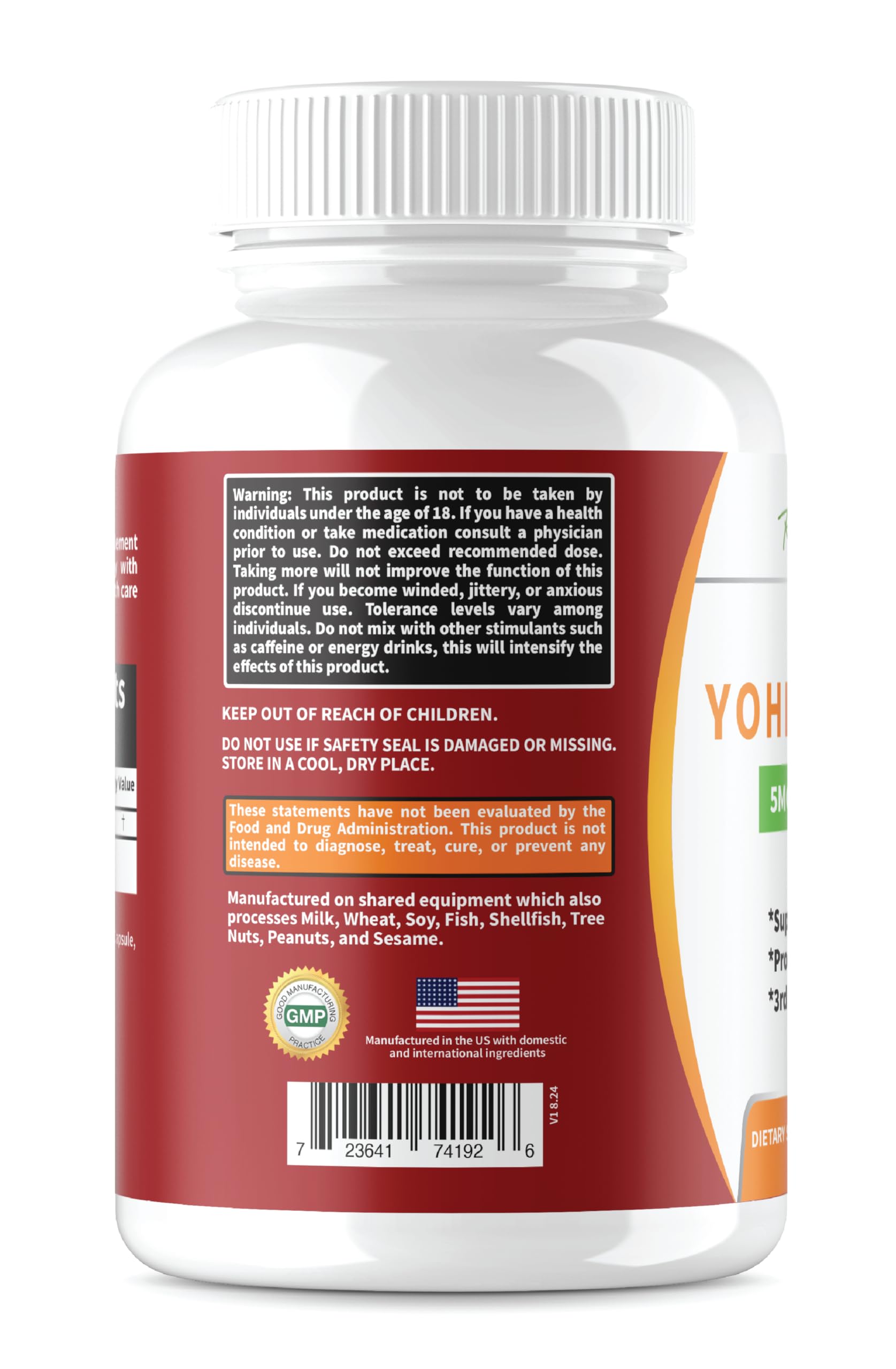 Yohimbine HCL Bark Extract Extra Strength Supplement 5mg x 120ct Capsules Premium Fat Burner, Weight Loss, Appetite Control, Male Support, Energy, and More — Amazon image 4