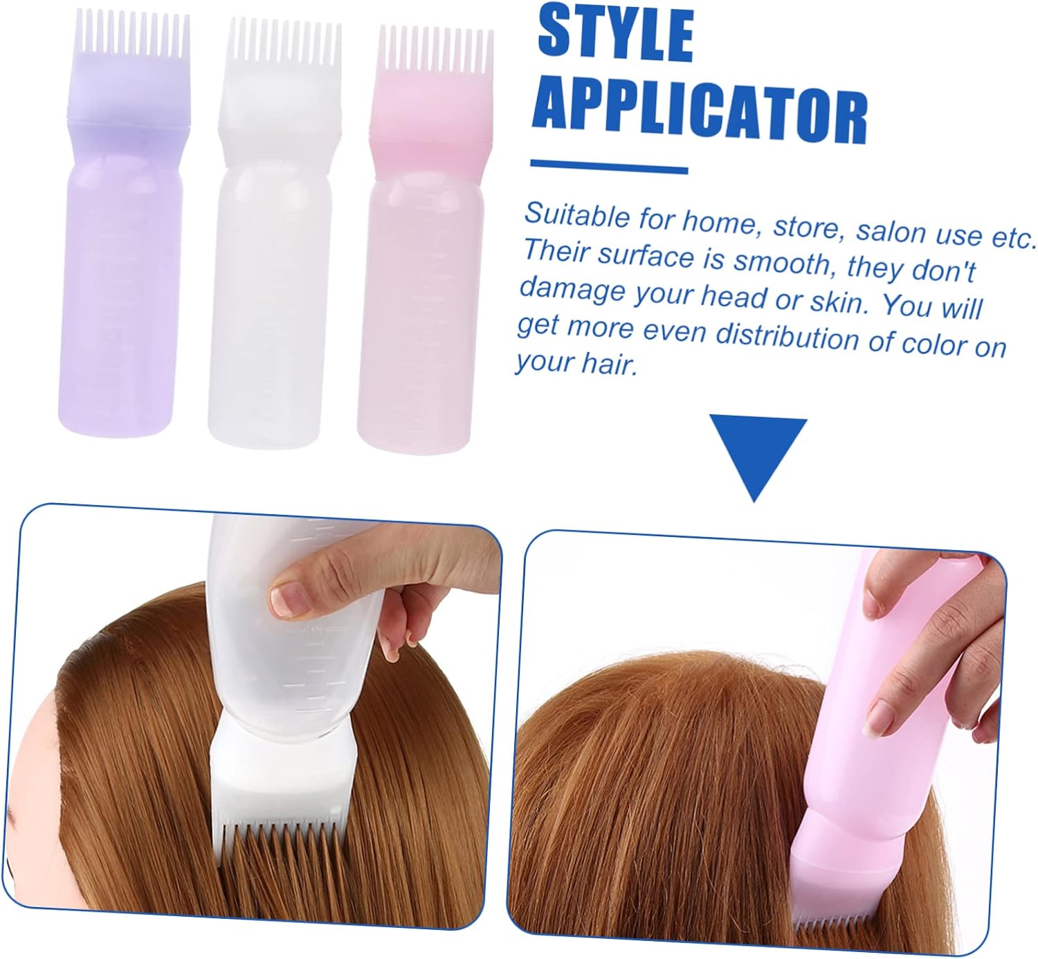 FRCOLOR 3pcs Hair Dye Bottle White Hair Coloring Applicator Graduated Scale for Salon and Home Use Squeeze Bottles for Even Distribution