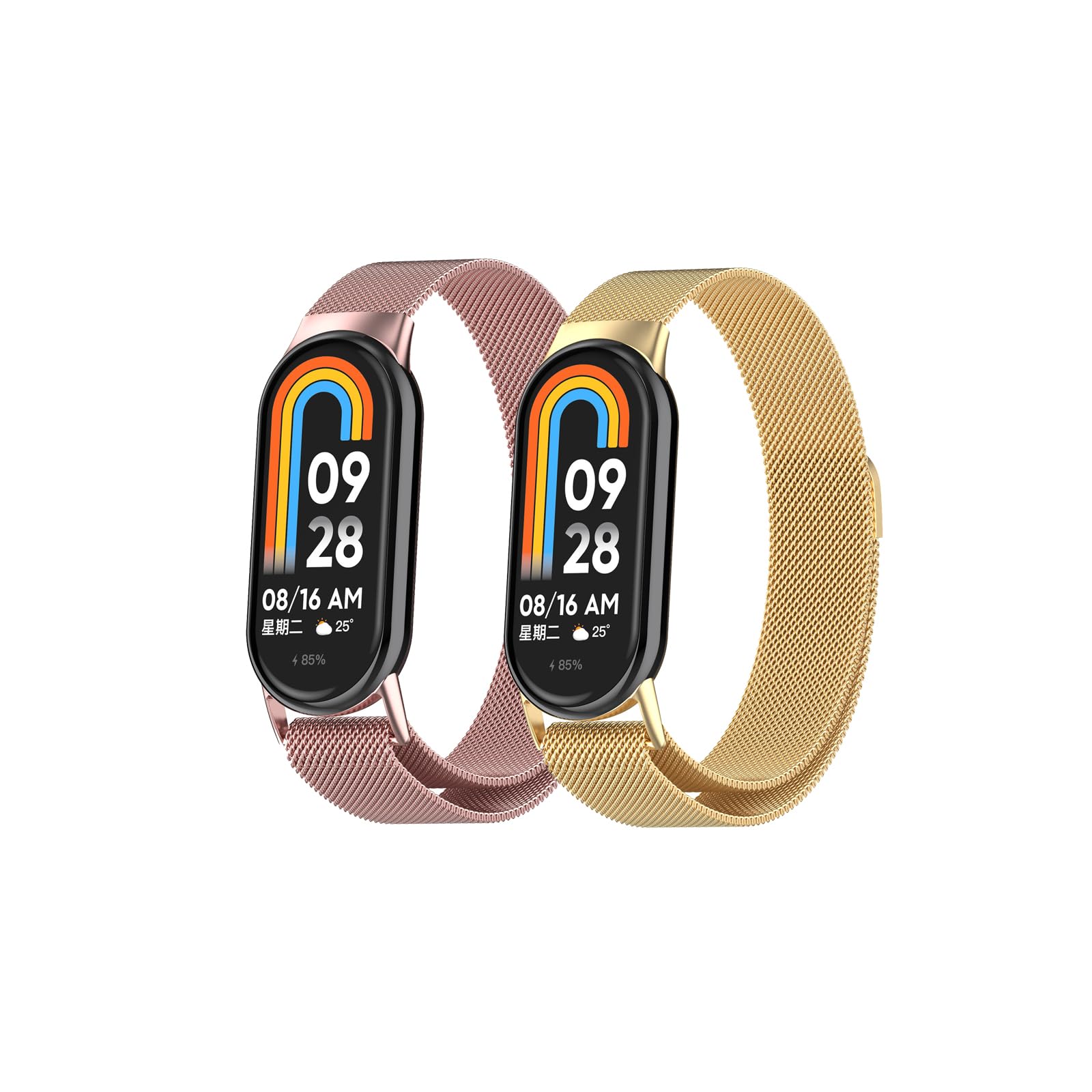 E ECSEM Milan Band Compatible with Xiaomi Mi Band 8/Mi Band 9，Business Sports Breathable Replacement Strap for Xiaomi 9/8 Smartwatch Wristband Bracelet for Women and Men