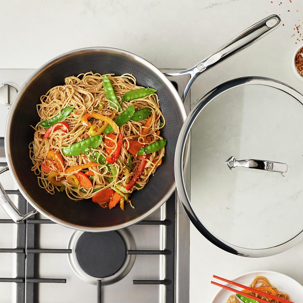 ZWILLING Peak Ceraforce HyCoat Wok 30 cm con tapa de cristal acero inoxidable 18/10