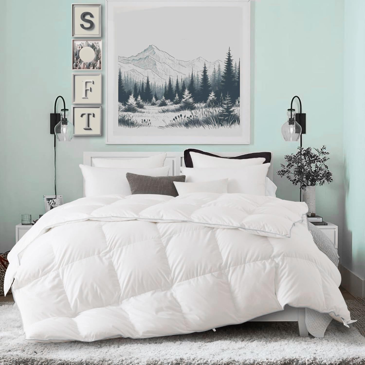 Kasentex 100 Cotton Hotel Luxury Comforter With Plush Grey Piped