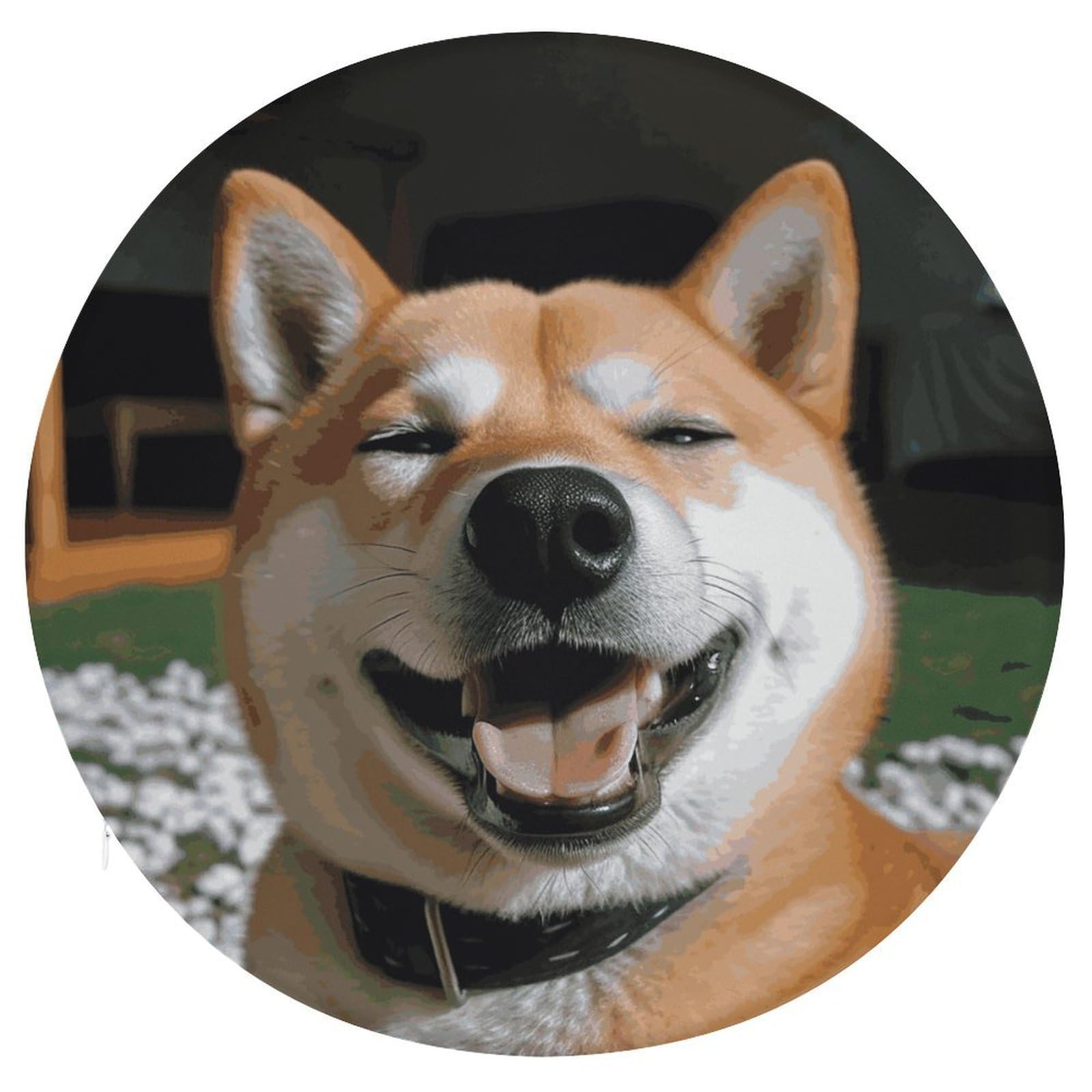 Adfgyerh Style Shiba Inu Smile Tongue Out Cushion Memory Foam Pillow Core，Seat Cushion Detachable Design，Chair Cushions Suitable For All Seasons, And Can Be Used In Offices, Dining Rooms, Homes, And Other Settings.