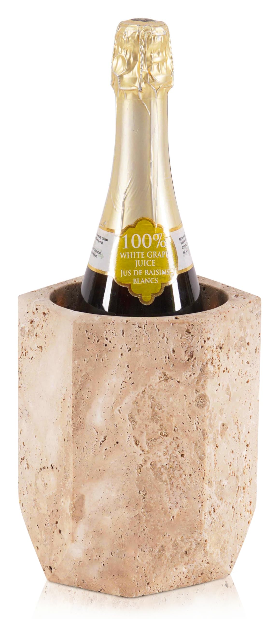 Enfriador de vino de mármol travertino hecho a mano, una pieza de lujo para el bar